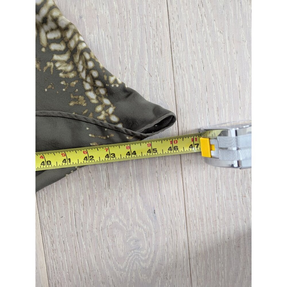 MAX AZRIA Silk Asymmetric Wrap Effect Olive Dress With Abstract Pattern; Size 4 - Picture 6 of 11